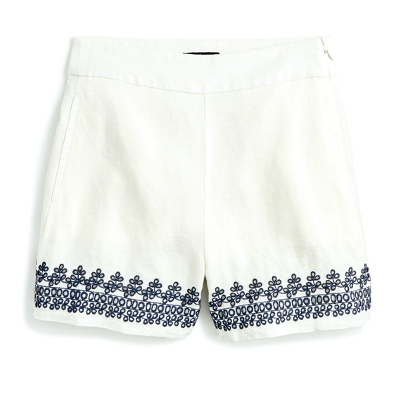 J. Crew Pants - J. Crew Embroidered-trim line shorts size 0